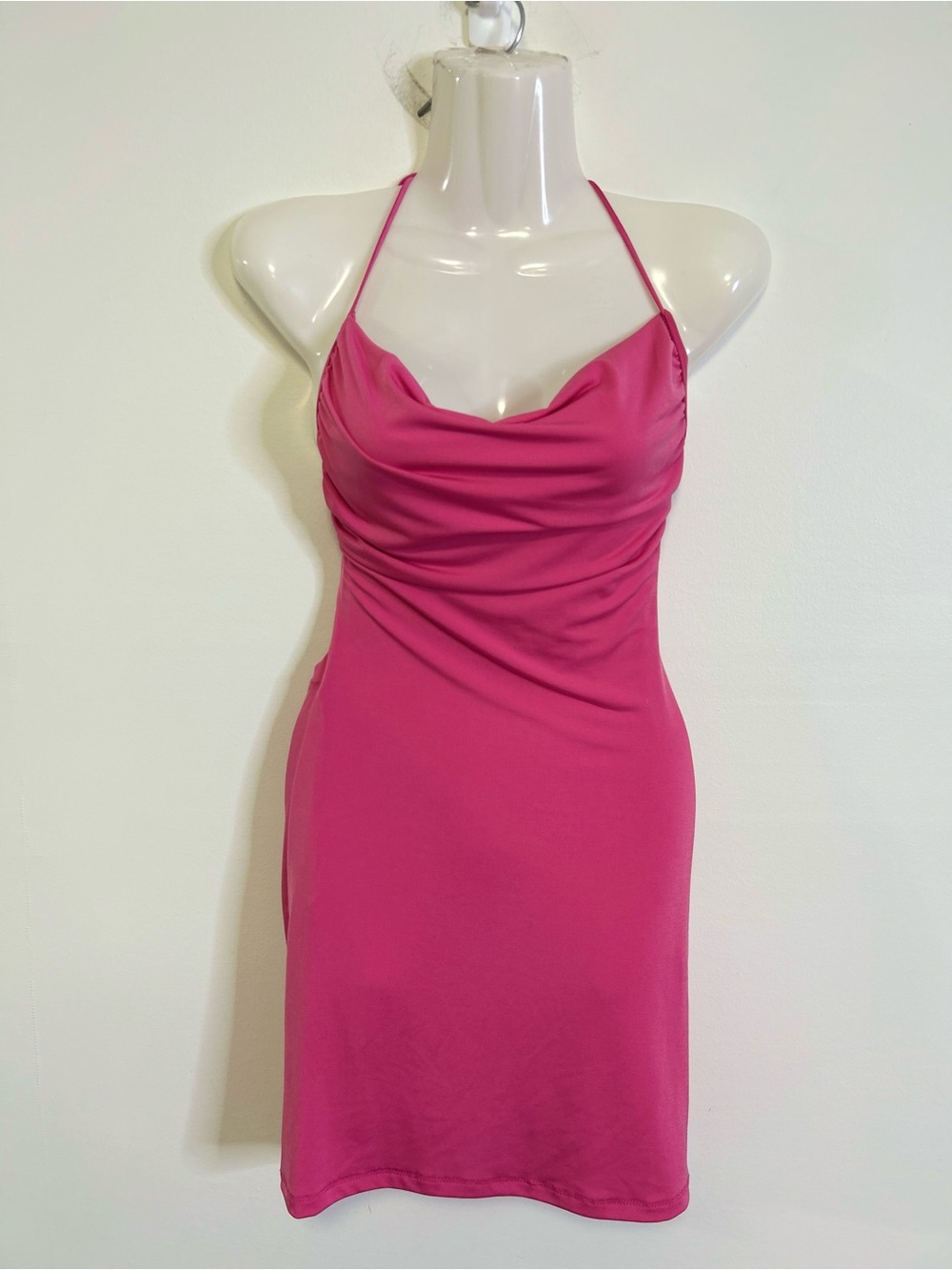 3/$25 New Collection Pink Low Back Tie Back Mini Dress